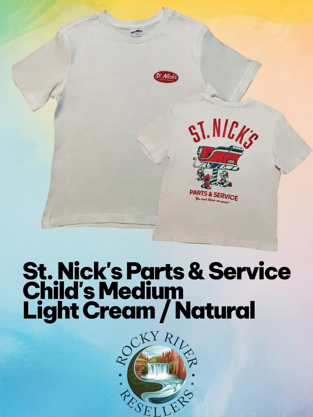 St. Nick's Parts & Service | Front And Back Hit | Size: M | Color: Light Cream |